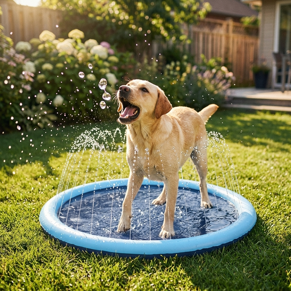 Dog Sprinkler Play Mat 170cm - Outdoor Lawn & Beach Water Spray Pad