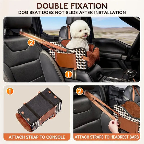 FYBL-Dog Car Seat Center Console For Small Dogs, Puppy Armrest Booster Seat, Universal Fit Design