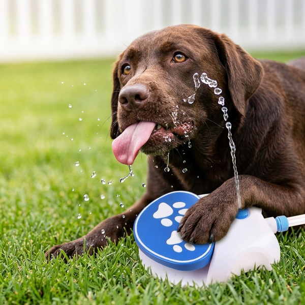 Dog Water Fountain 2 Water Dispensing Modes Simple Use for Pets for Lawn Step On Dog Water Dispenser Easy Connection Leakproof